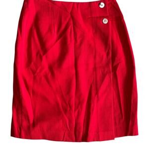 Vintage Red Button-Front Skirt – High Waist, A-Line, Classic Retro Style